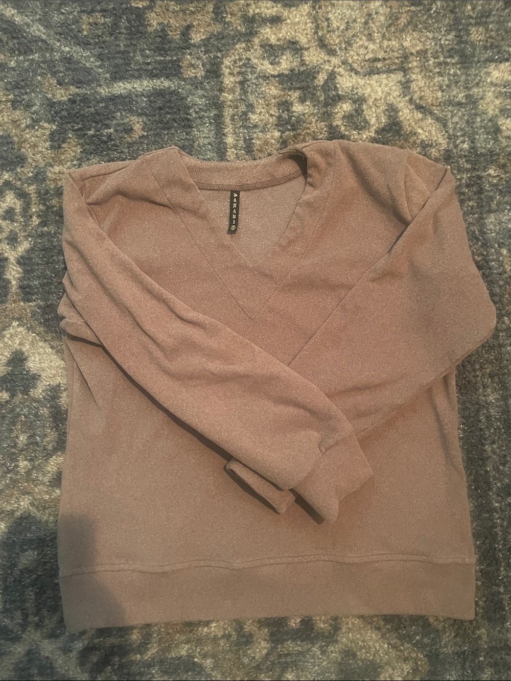 a.n.a Men's V-Neck Sweater in Mauve Brown